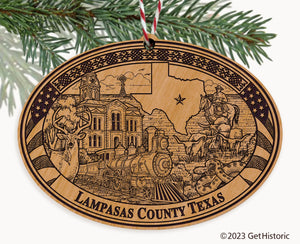 Lampasas County Texas Engraved Natural Ornament