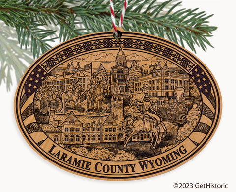 Laramie County Wyoming Engraved Natural Ornament