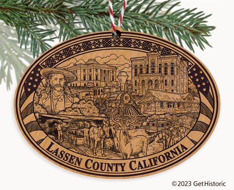 Lassen County California Engraved Natural Ornament