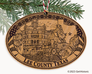 Lee County Texas Engraved Natural Ornament