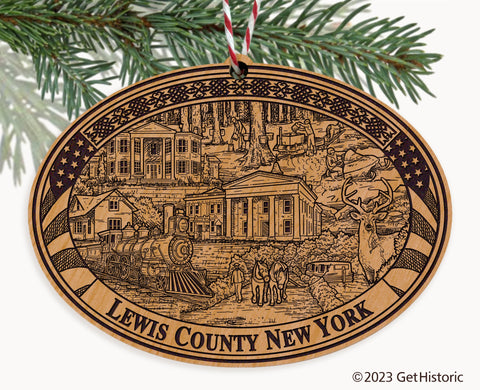 Lewis County New York Engraved Natural Ornament