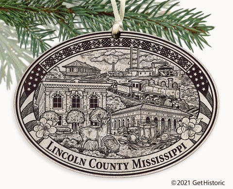 Lincoln County Mississippi Engraved Ornament