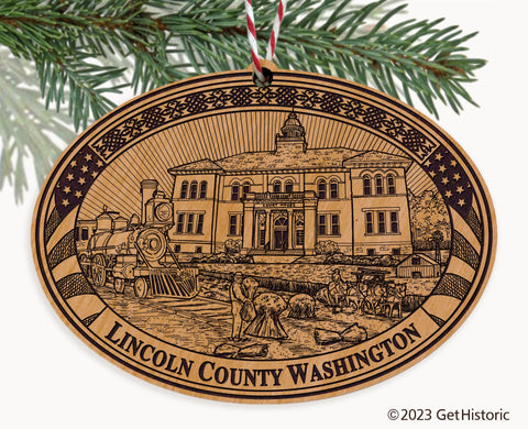 Lincoln County Washington Engraved Natural Ornament