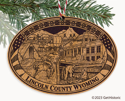 Lincoln County Wyoming Engraved Natural Ornament