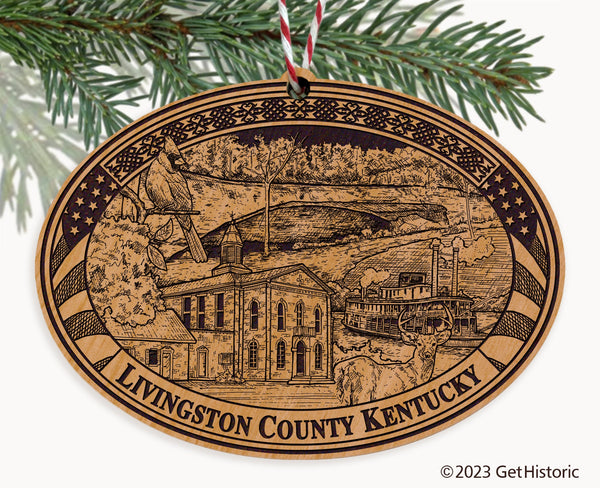 Livingston County Kentucky Engraved Natural Ornament