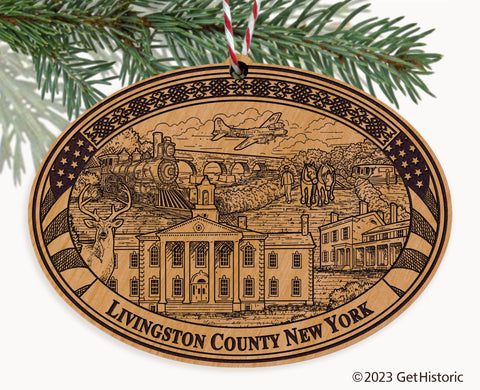 Livingston County New York Engraved Natural Ornament