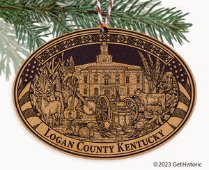 Logan County Kentucky Engraved Natural Ornament