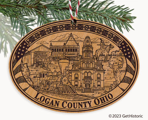 Logan County Ohio Engraved Natural Ornament