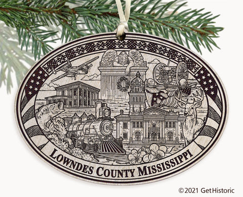 Lowndes County Mississippi Engraved Ornament