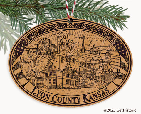 Lyon County Kansas Engraved Natural Ornament