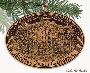 Madera County California Engraved Natural Ornament