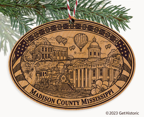 Madison County Mississippi Engraved Natural Ornament