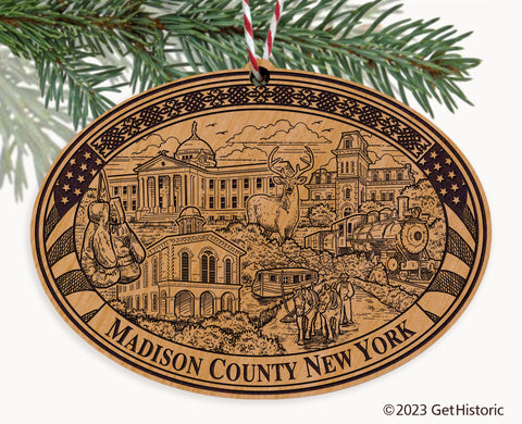 Madison County New York Engraved Natural Ornament