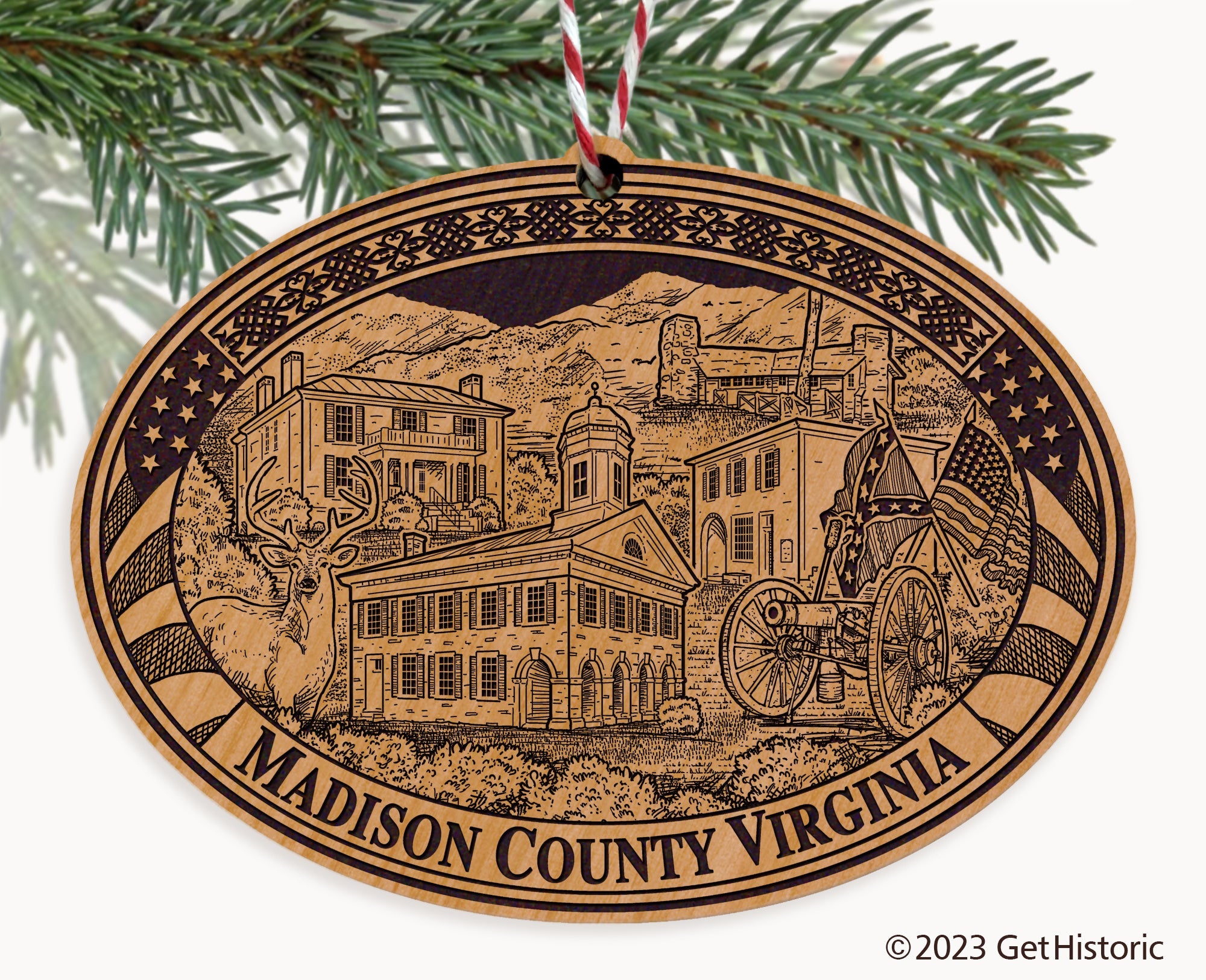 Madison County Virginia Engraved Natural Ornament