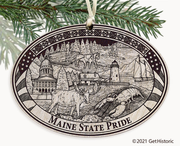 Maine State Engraved Ornament