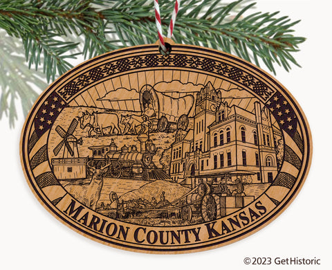 Marion County Kansas Engraved Natural Ornament