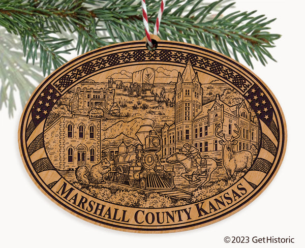 Marshall County Kansas Engraved Natural Ornament