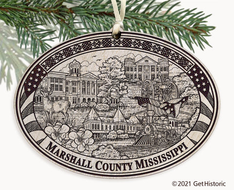 Marshall County Mississippi Engraved Ornament