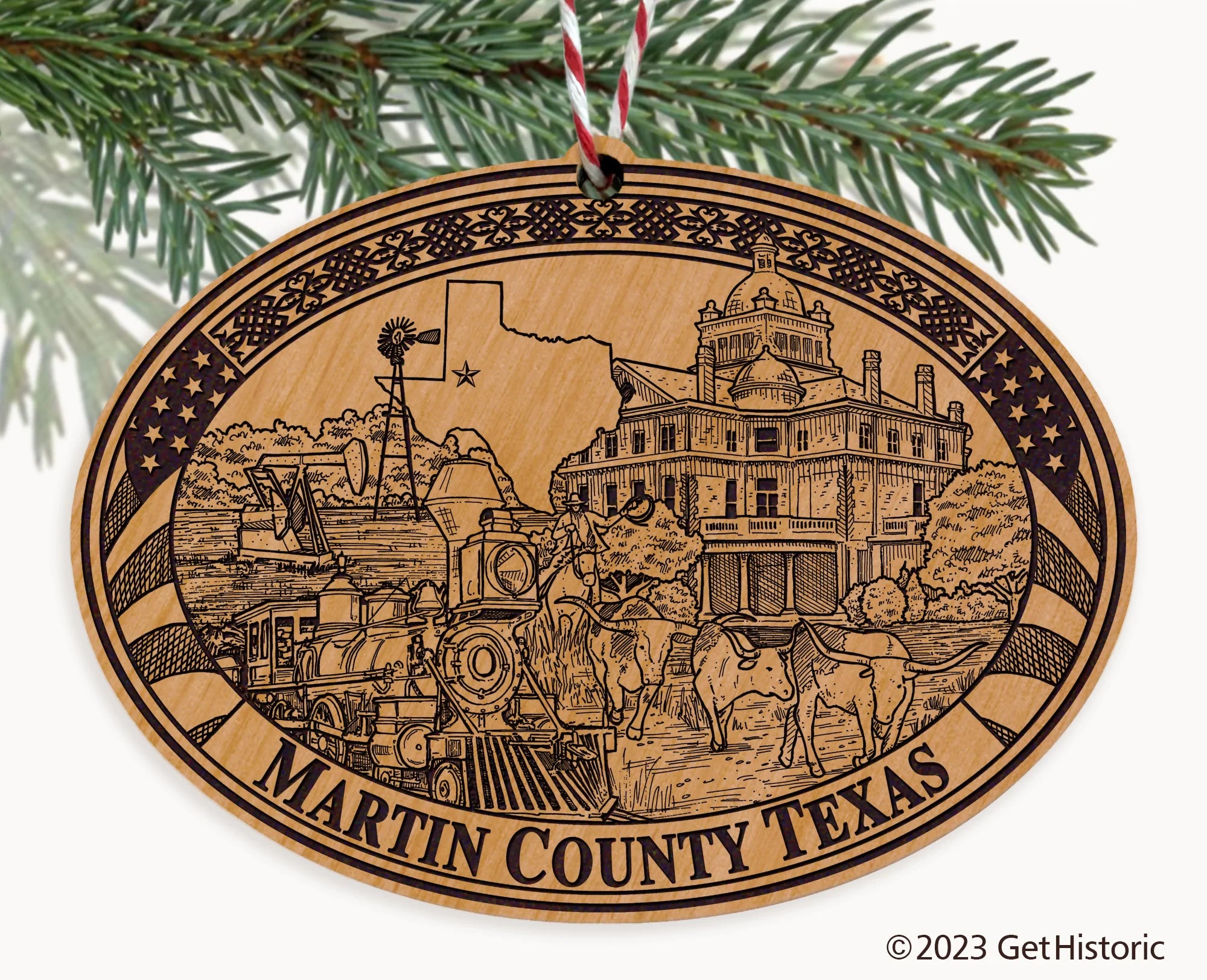 Martin County Texas Engraved Natural Ornament