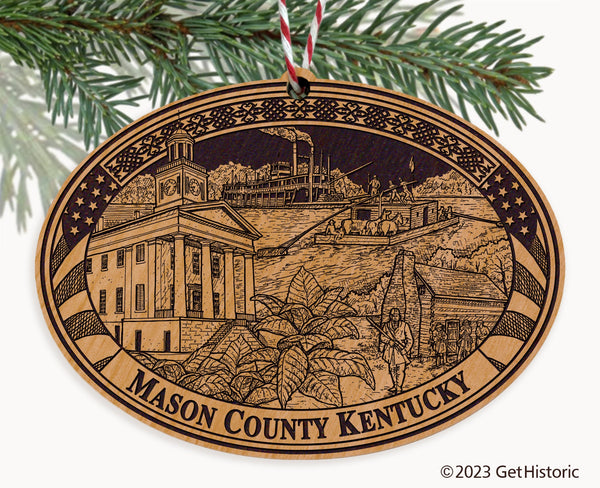 Mason County Kentucky Engraved Natural Ornament