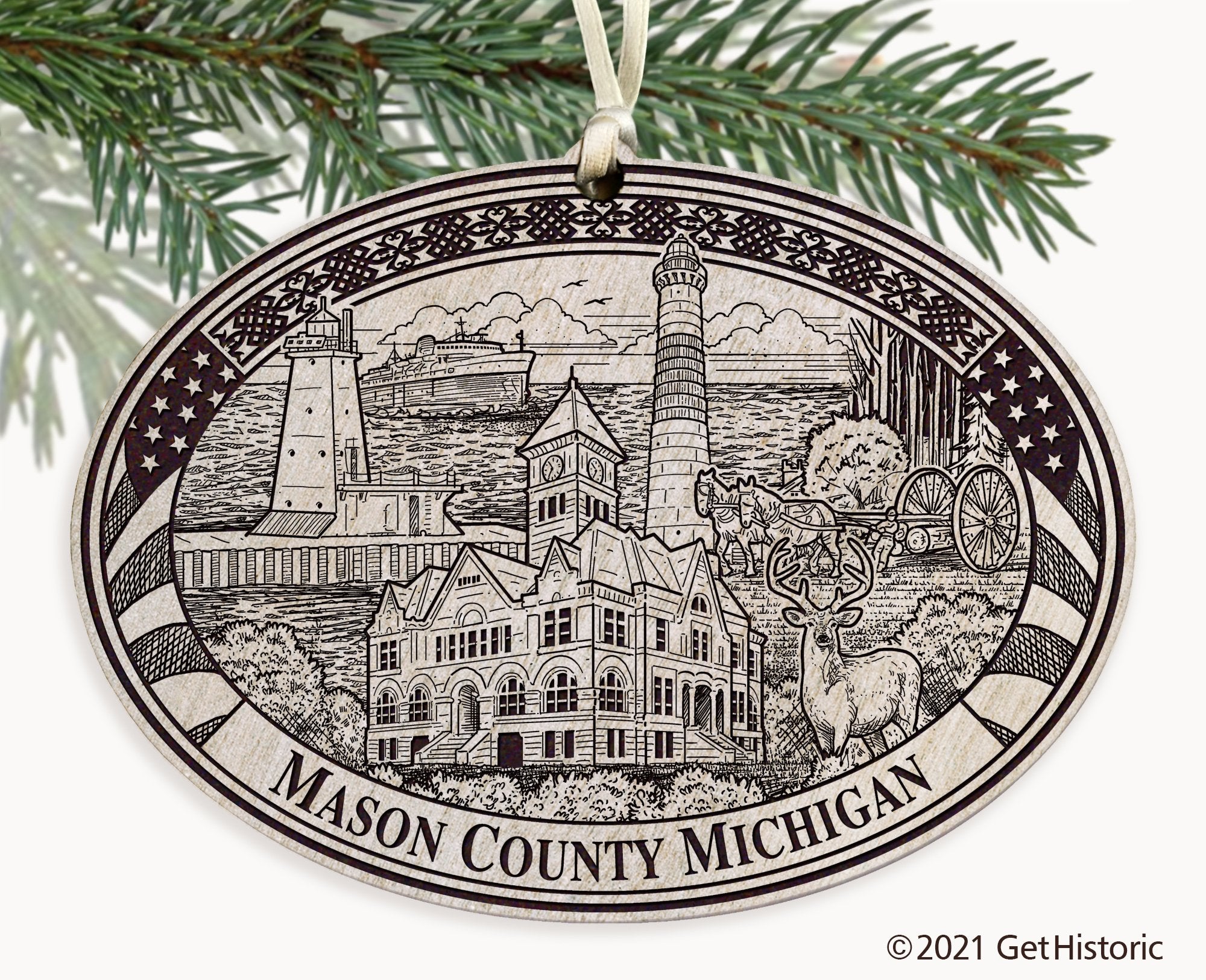 Mason County Michigan Engraved Ornament