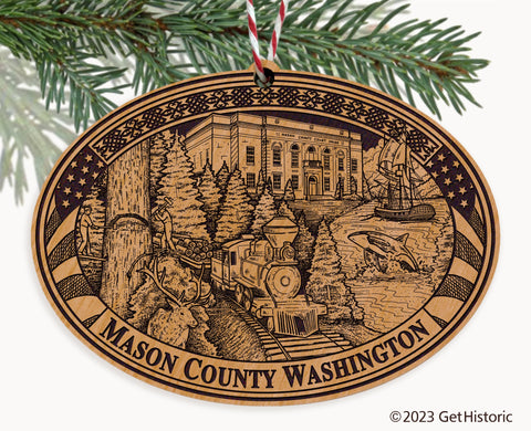 Mason County Washington Engraved Natural Ornament