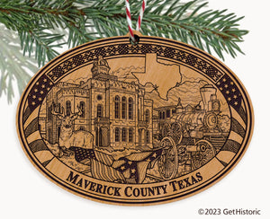 Maverick County Texas Engraved Natural Ornament