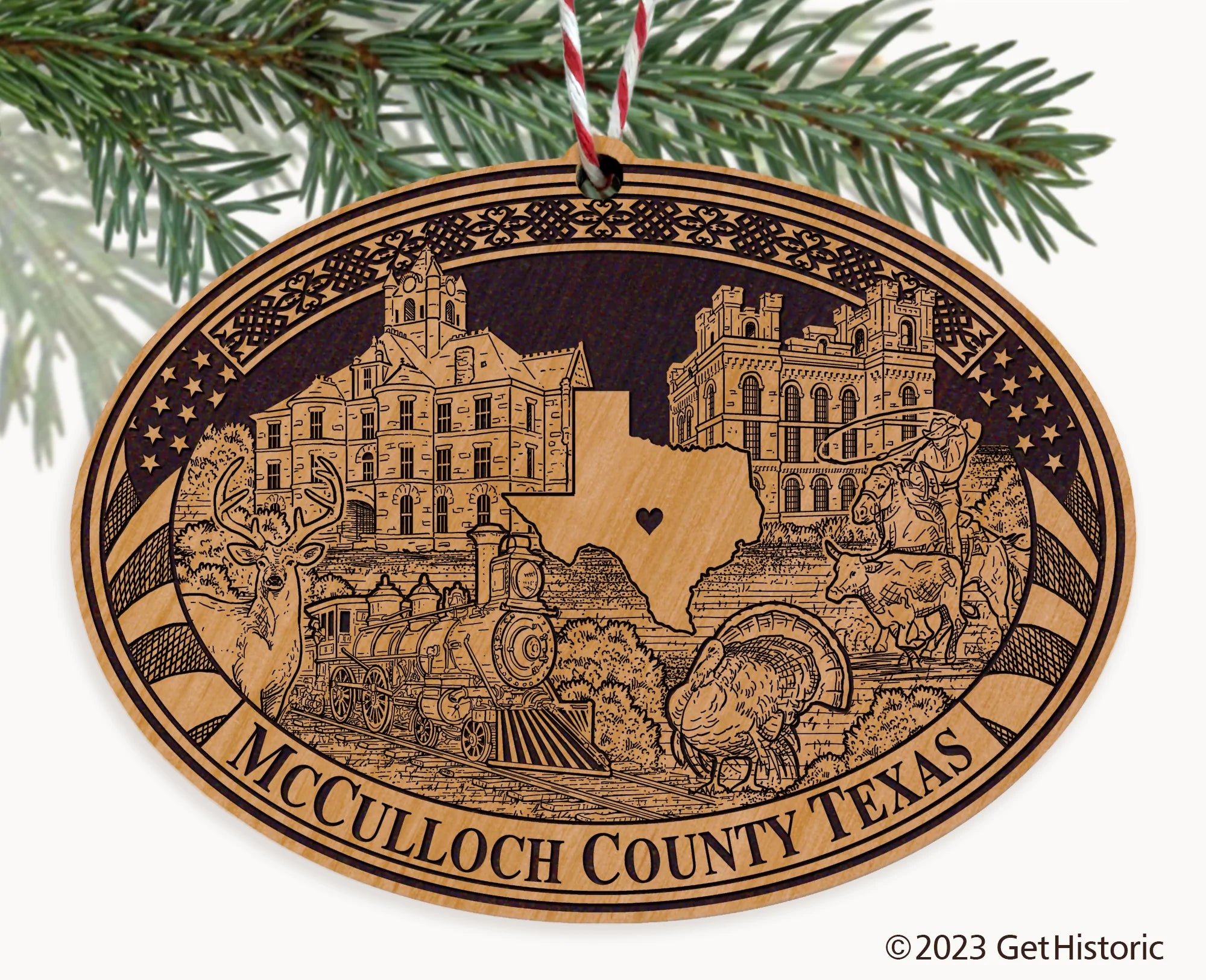 McCulloch County Texas Engraved Natural Ornament