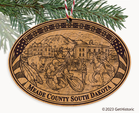 Meade County South Dakota Engraved Natural Ornament