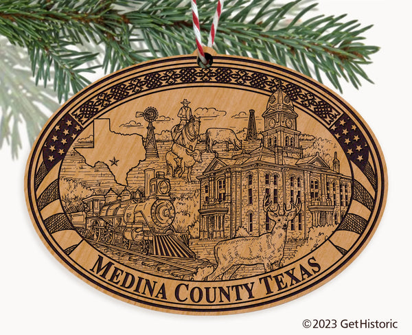 Medina County Texas Engraved Natural Ornament