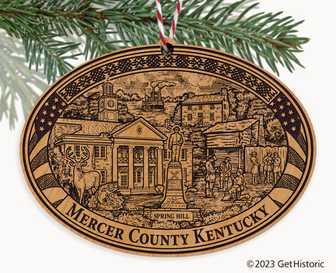 Mercer County Kentucky Engraved Natural Ornament