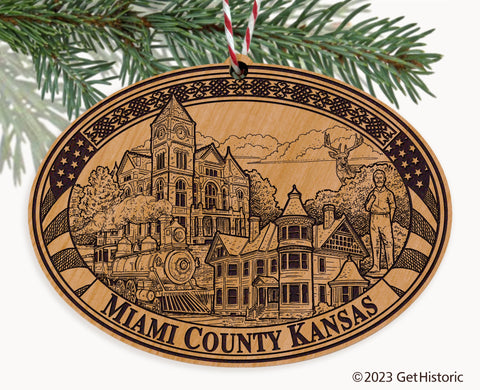 Miami County Kansas Engraved Natural Ornament