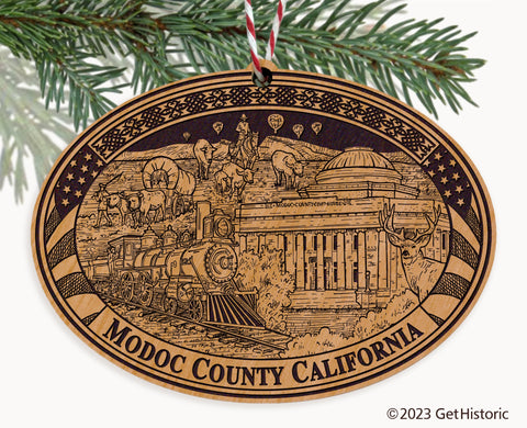 Modoc County California Engraved Natural Ornament