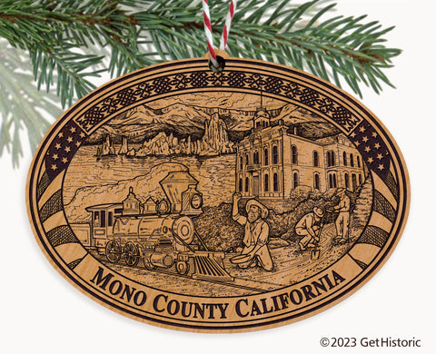 Mono County California Engraved Natural Ornament