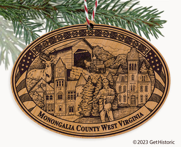 Monongalia County West Virginia Engraved Natural Ornament