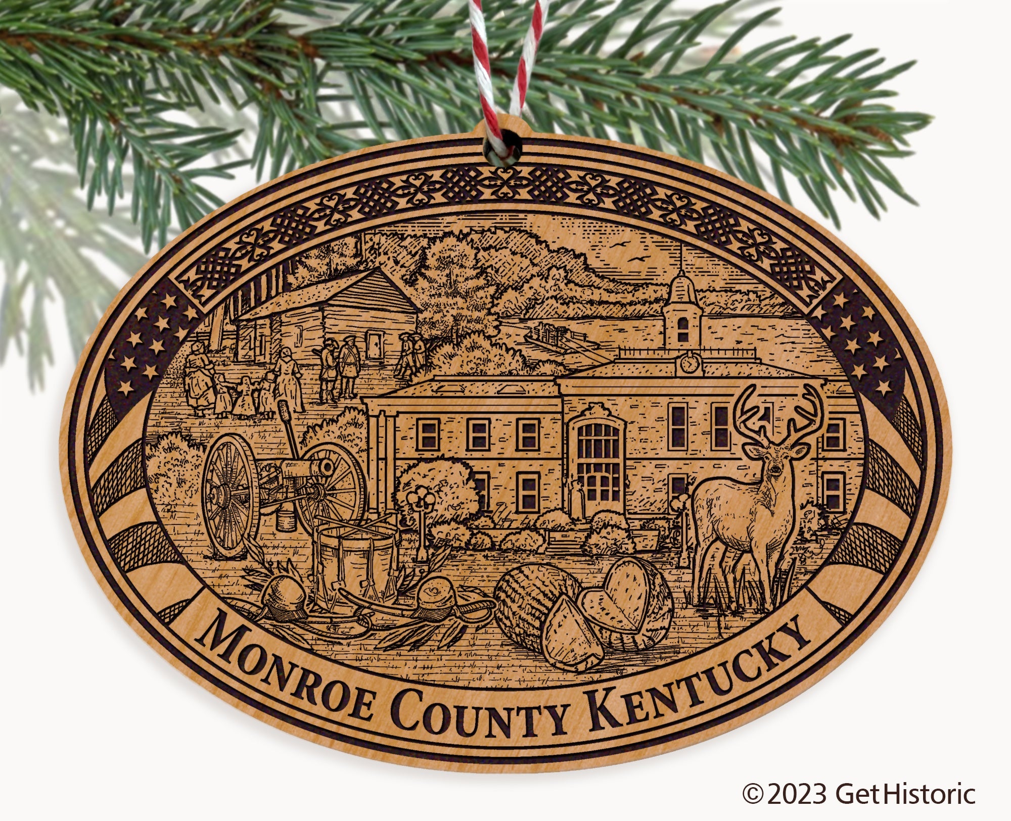 Monroe County Kentucky Engraved Natural Ornament