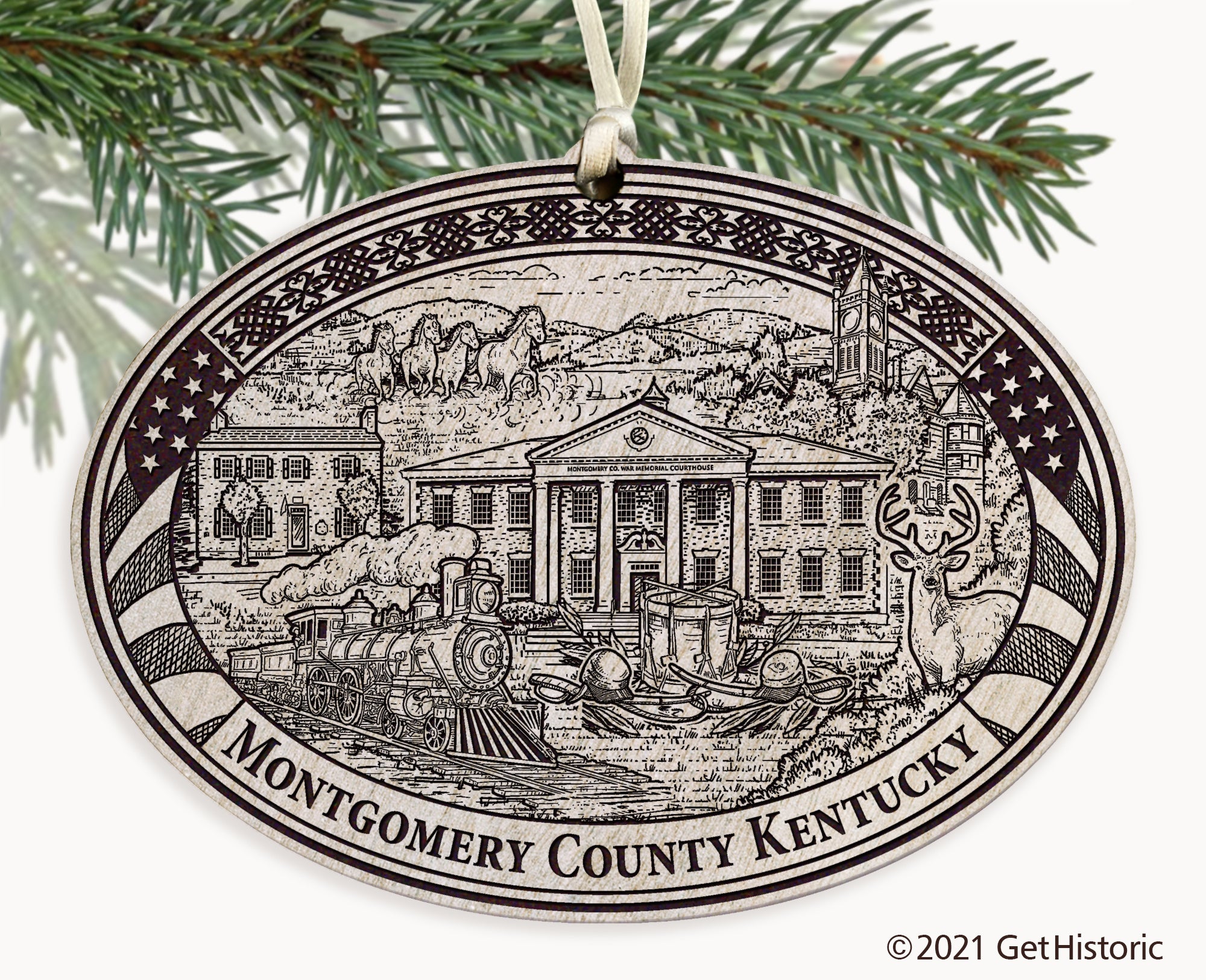 Montgomery County Kentucky Engraved Ornament