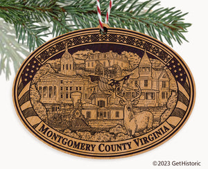 Montgomery County Virginia Engraved Natural Ornament