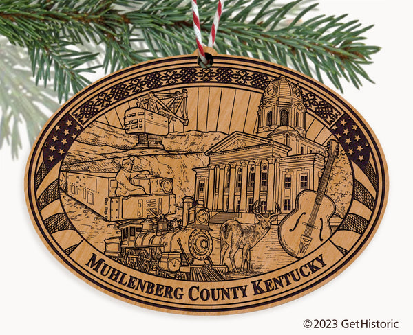 Muhlenberg County Kentucky Engraved Natural Ornament