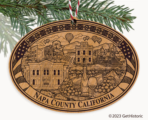 Napa County California Engraved Natural Ornament