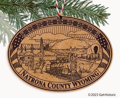 Natrona County Wyoming Engraved Natural Ornament