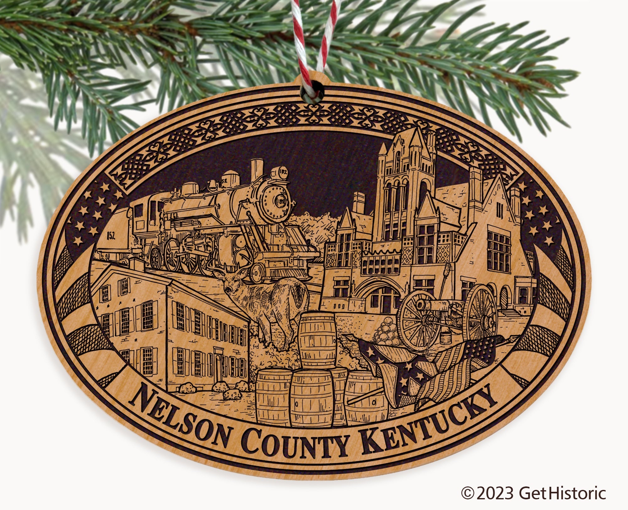 Nelson County Kentucky Engraved Natural Ornament