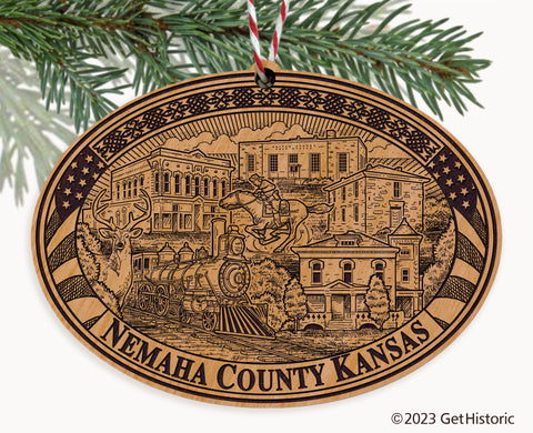 Nemaha County Kansas Engraved Natural Ornament