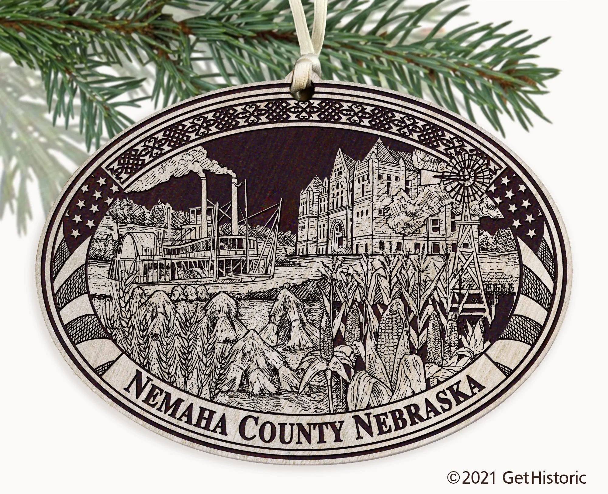 Nemaha County Nebraska Engraved Ornament