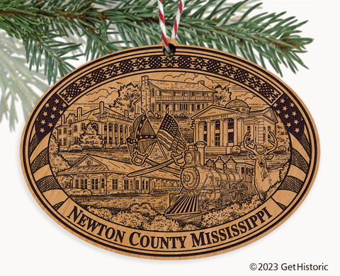 Newton County Mississippi Engraved Natural Ornament