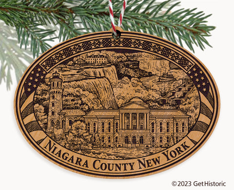 Niagara County New York Engraved Natural Ornament