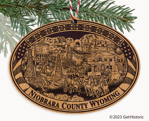 Niobrara County Wyoming Engraved Natural Ornament