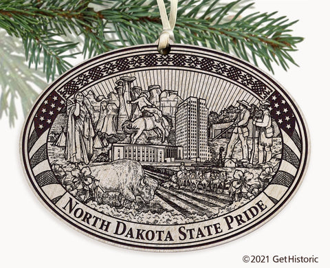 North Dakota State Engraved Ornament