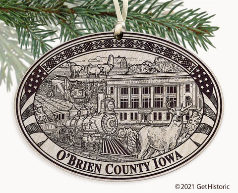 O'Brien County Iowa Engraved Ornament