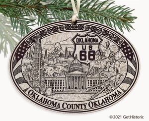 Oklahoma County Oklahoma Engraved Ornament